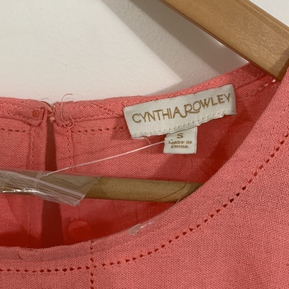 Cynthia Rowley Linen Dress Size S Color Peach - Picture 5 of 11